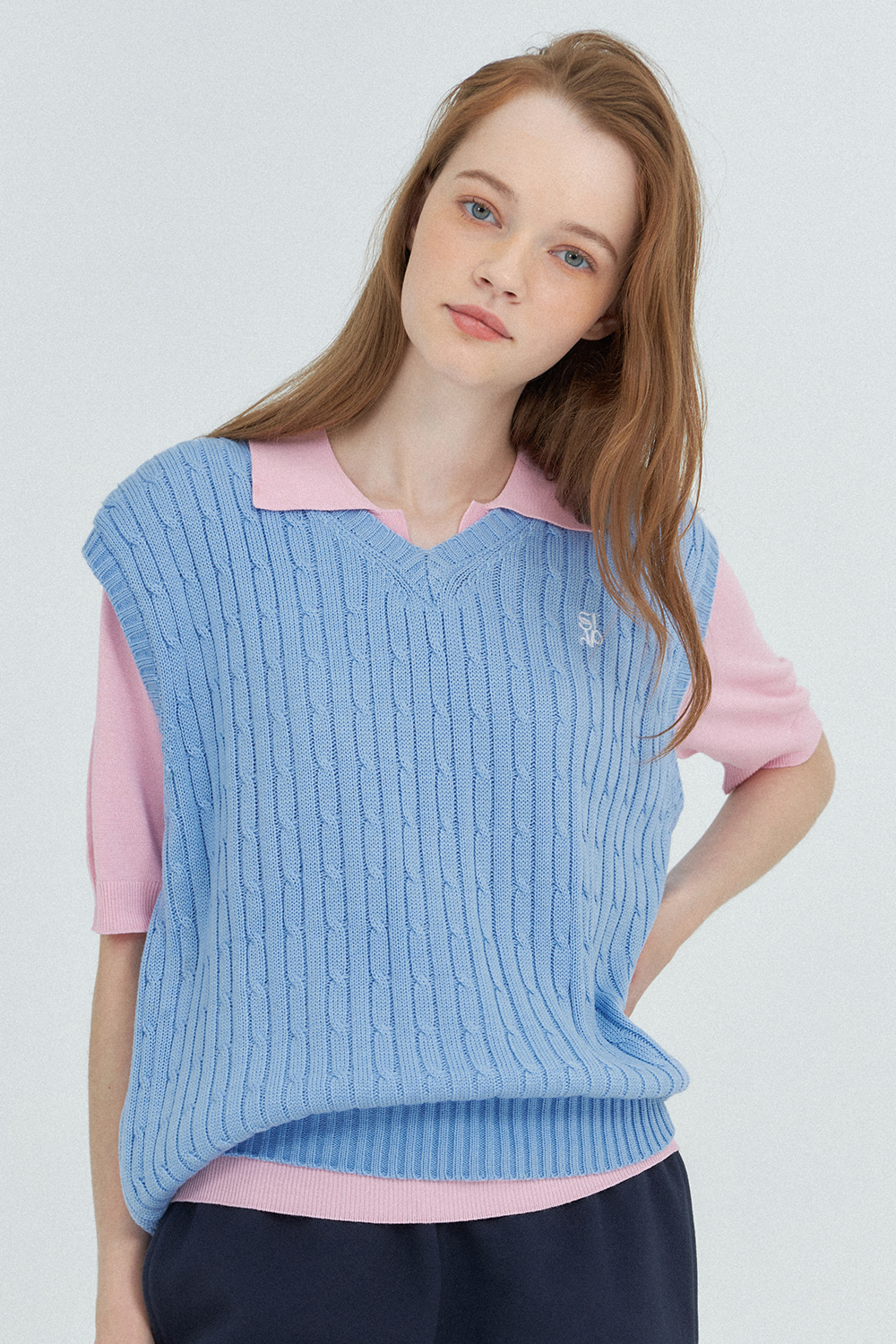 트와이스정연착용 (UNI) Monceau Knit Vest 2_Sky Blue