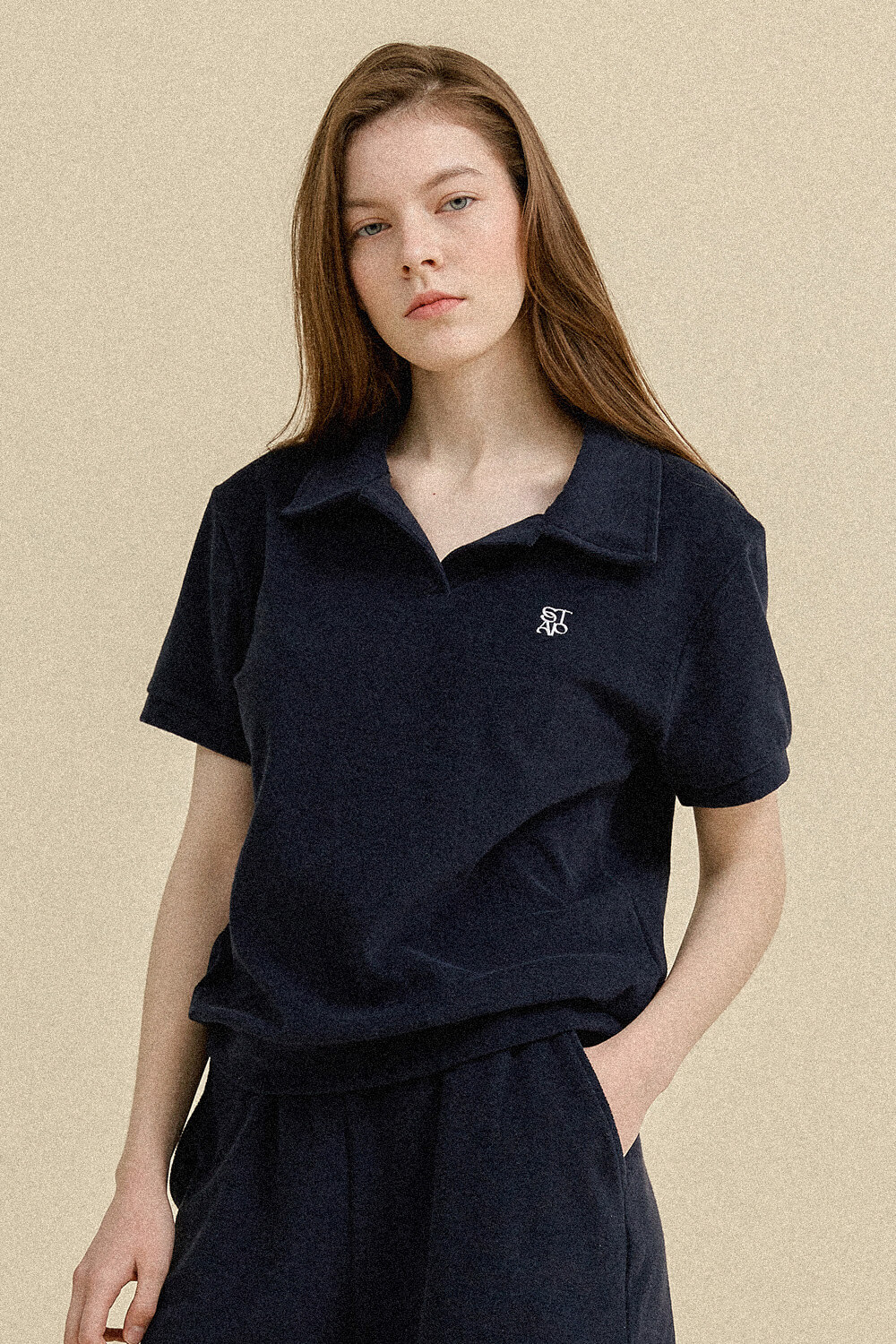 2ND / 진재영착용 (WOMEN) Porquerolles Terry T-Shirt_Navy