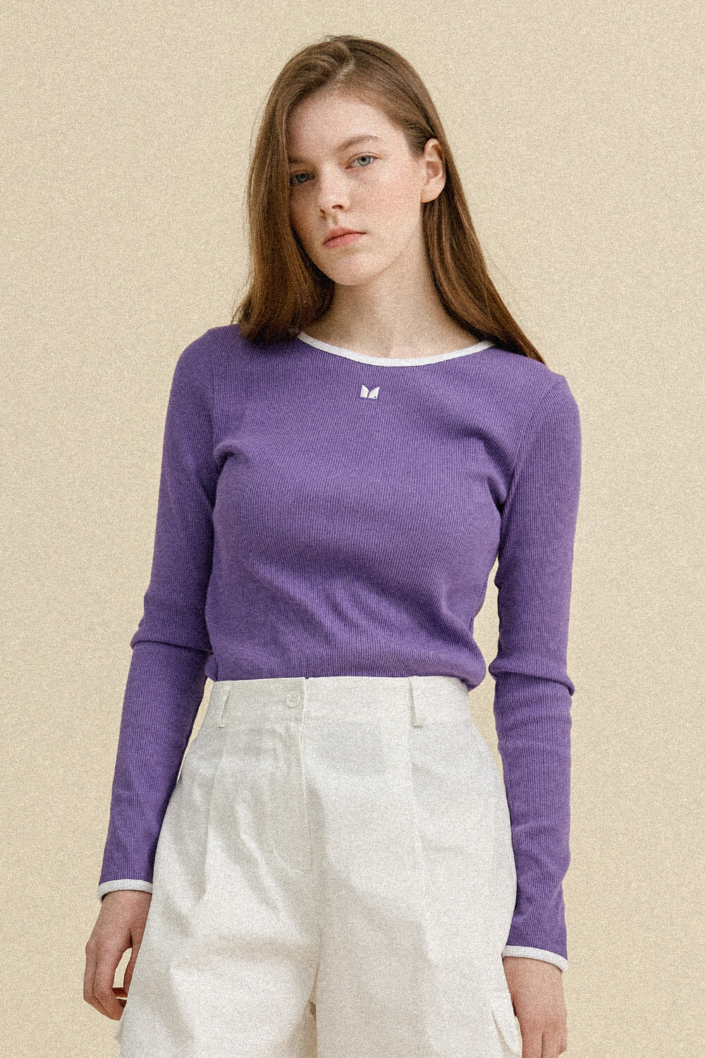 (WOMEN) Camille Contrast T-Shirt_Purple
