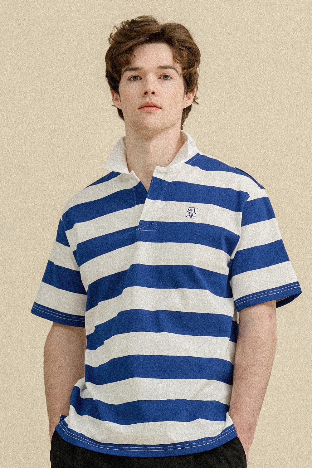 (UNI) Stripe Pique Shirt_Blue