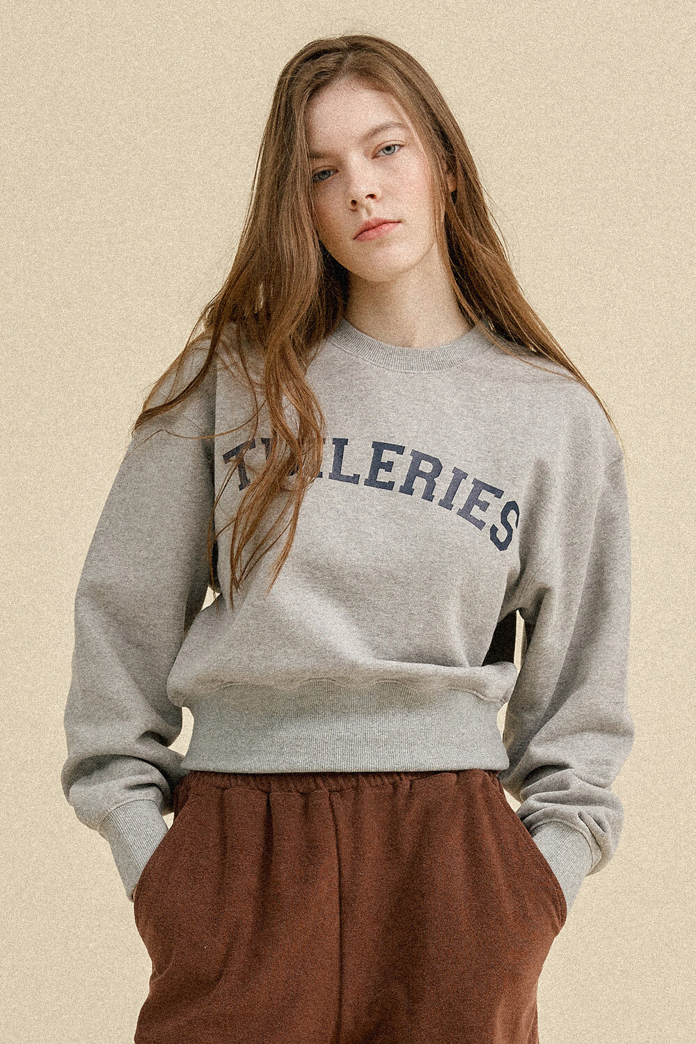 (WOMEN) Tuileries Cropped Sweatshirt_Melange Grey