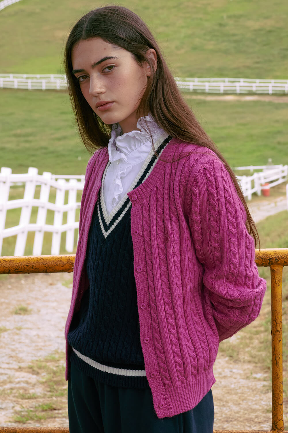 3RD / (WOMEN) Monceau Cable Knit Cardigan_Pink
