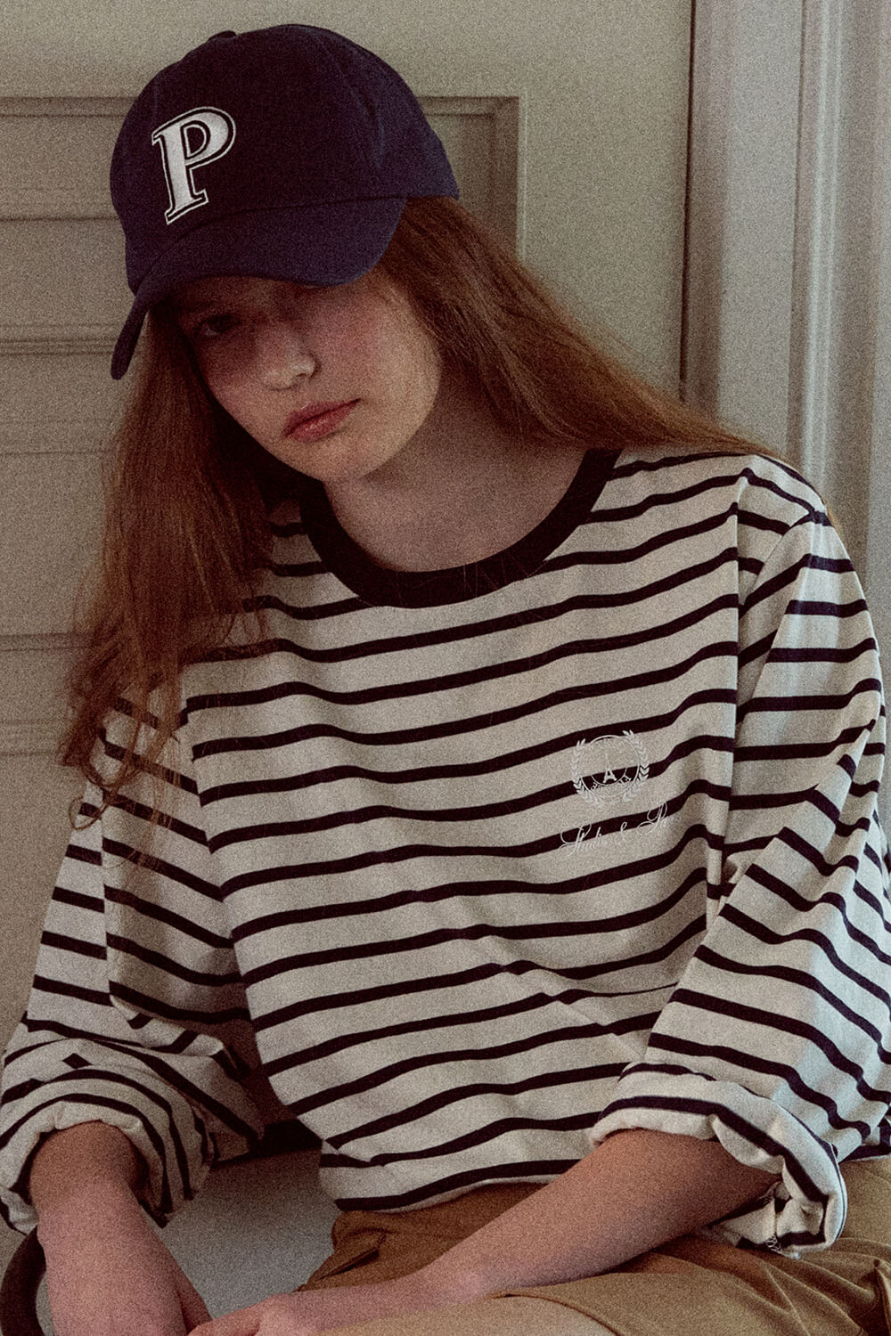 류이서,김호영착용 (WOMEN) Stripe T-Shirt_Navy
